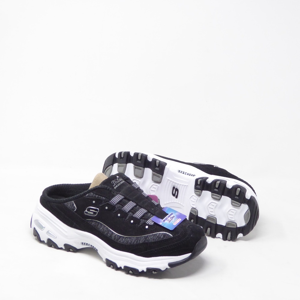 Skechers Womens D Lites Mule Sneakers Black White SN 11940 Size 6